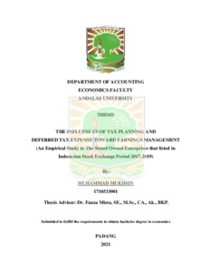 The Influences of Tax planning and Deferred Tax Expense Toward Earning ...